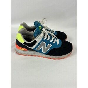 New Balance 574 Blue Black Neon 8.5 WL574 RBK Retro Running Shoes Fluorescent